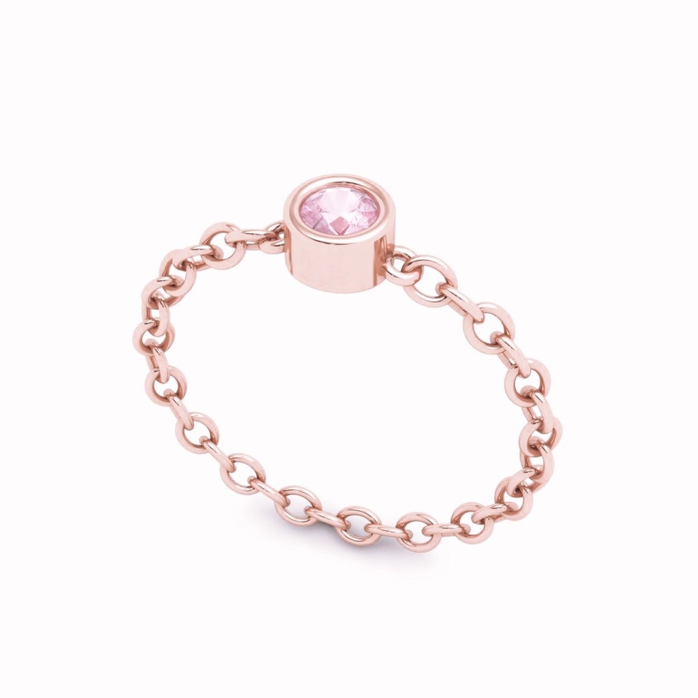 Morganite Chain Ring Rose Gold 0.25 carat Minimalist Stackable Blaze Bleu